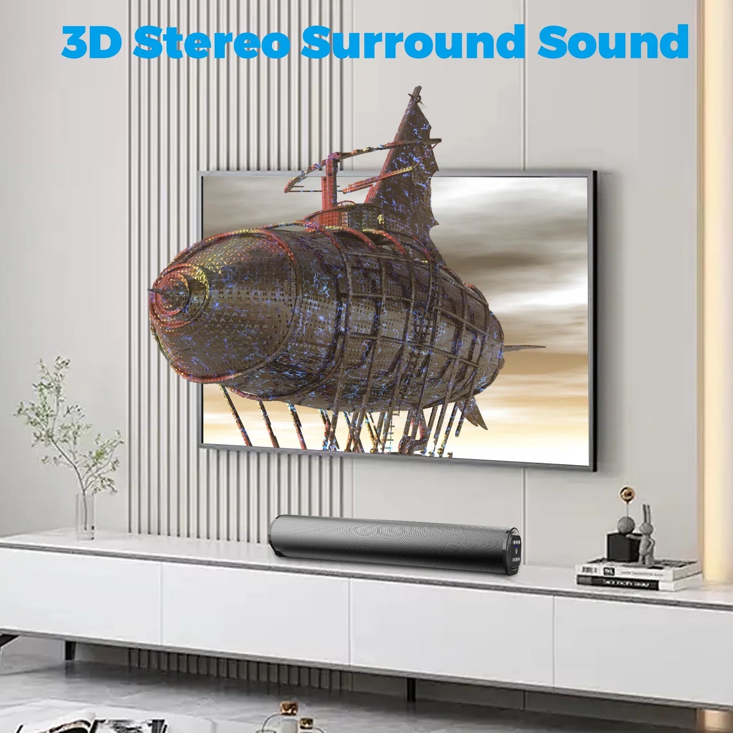 Sound Bar for TV Bluetooth 5.0 Surround Sound Speaker with Built-in Subwoofers & Remote, Home Theater Audio Sound Bar Work with Traditional or Smart TV, Computer