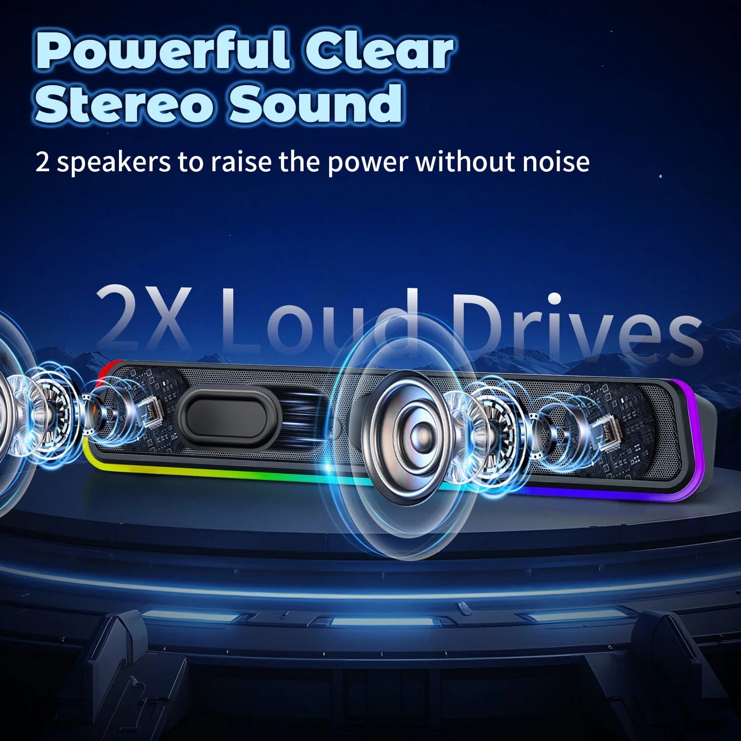 Computer Speakers with Clear Sound, USB Plug & Play PC HiFi Speakers Sound Bar with Dynamic LED Light, 3.5mm Cable Stereo Sound Gaming Speaker for PC Desktop Monitor Laptop, One-knob Control