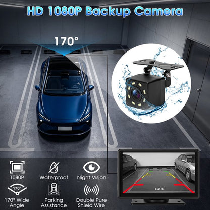 7" Wireless Carplay Screen for Car Portable Stereo Touchscreen with CarPlay and Android Auto with Mirror Link/Backup Camera/Bluetooth/Voice Control/GPS Navigation/AUX for All Vehicles
