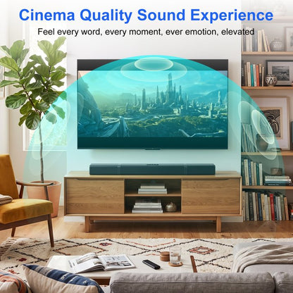Sound Bar for Smart TV, Soundbar with Bluetooth/ARC/Opt/AUX Connect, Auto Volume Boost, 3 Equalizer Modes, 2 in 1 Detachable Soundbar for TV/PC/Gaming/Projectors
