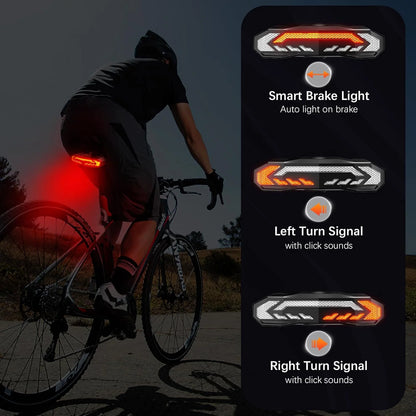 Bike Tail Light with Turn Signals, 5-in-1 Smart Bicycle Tail Light Anti-theft Bicycle Taillight with Remote Control & Automatic Brake Light, Rechargeable Bike Rear Light Cycling Light for Night Ride