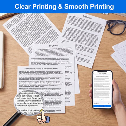 4 Rolls Thermal Printer Paper 8.5" x 11" US Letter Size, A4 Compatible Quick-Dry Thermal Paper, 28 Sheets/Roll, 5-10 Year Preservation, No Paper Jam, for Portable Thermal Printers Home Office Travel
