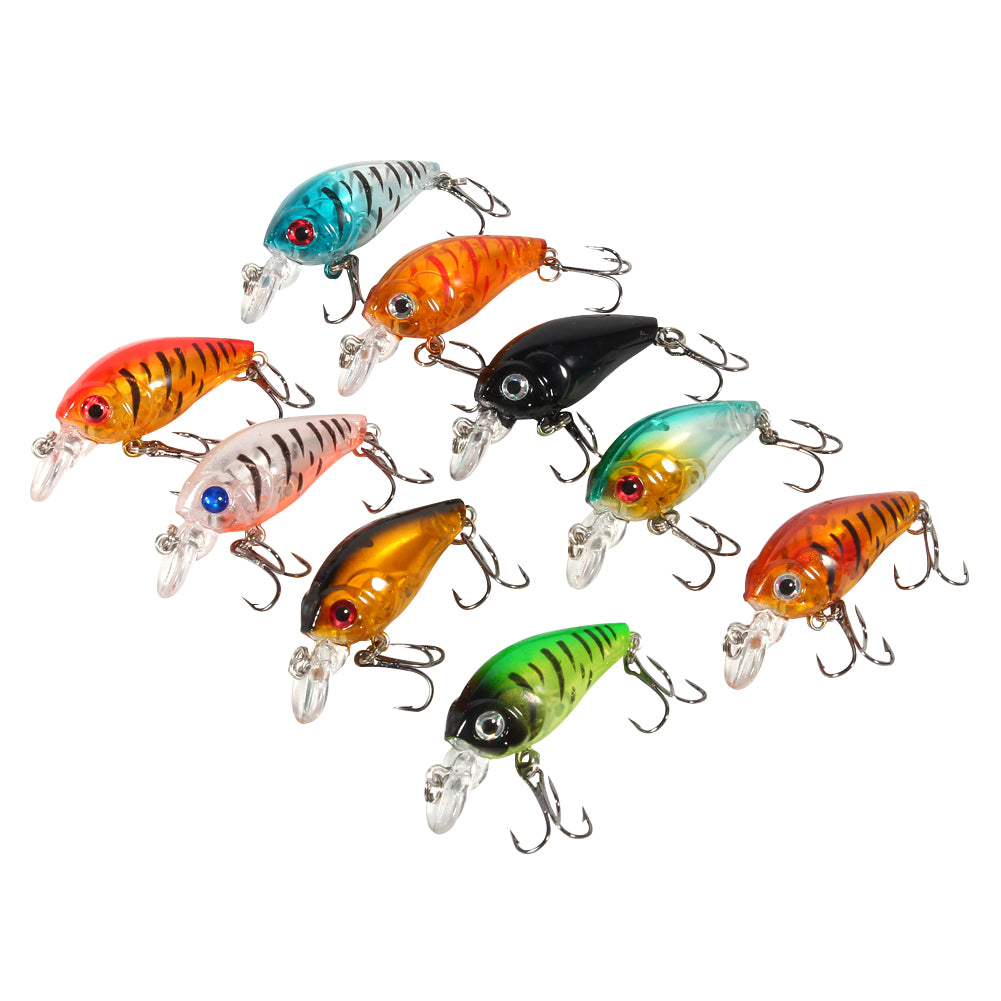 9 Pieces/bag Plastic Fishing Lures Hook Bass Small Fat Crankbait Tackle 4.5cm/4g, nine different colors, crankbait kit set