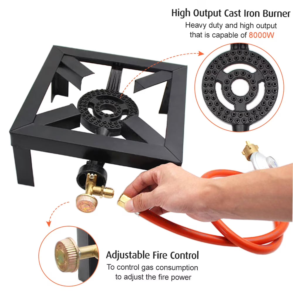 1 Burner Portable Camping Stove Single Burner Propane Gas Cooker Cast Iron Burner Outdoor BBQ Grill