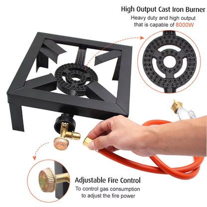 1 Burner Portable Camping Stove Single Burner Propane Gas Cooker Cast Iron Burner Outdoor BBQ Grill