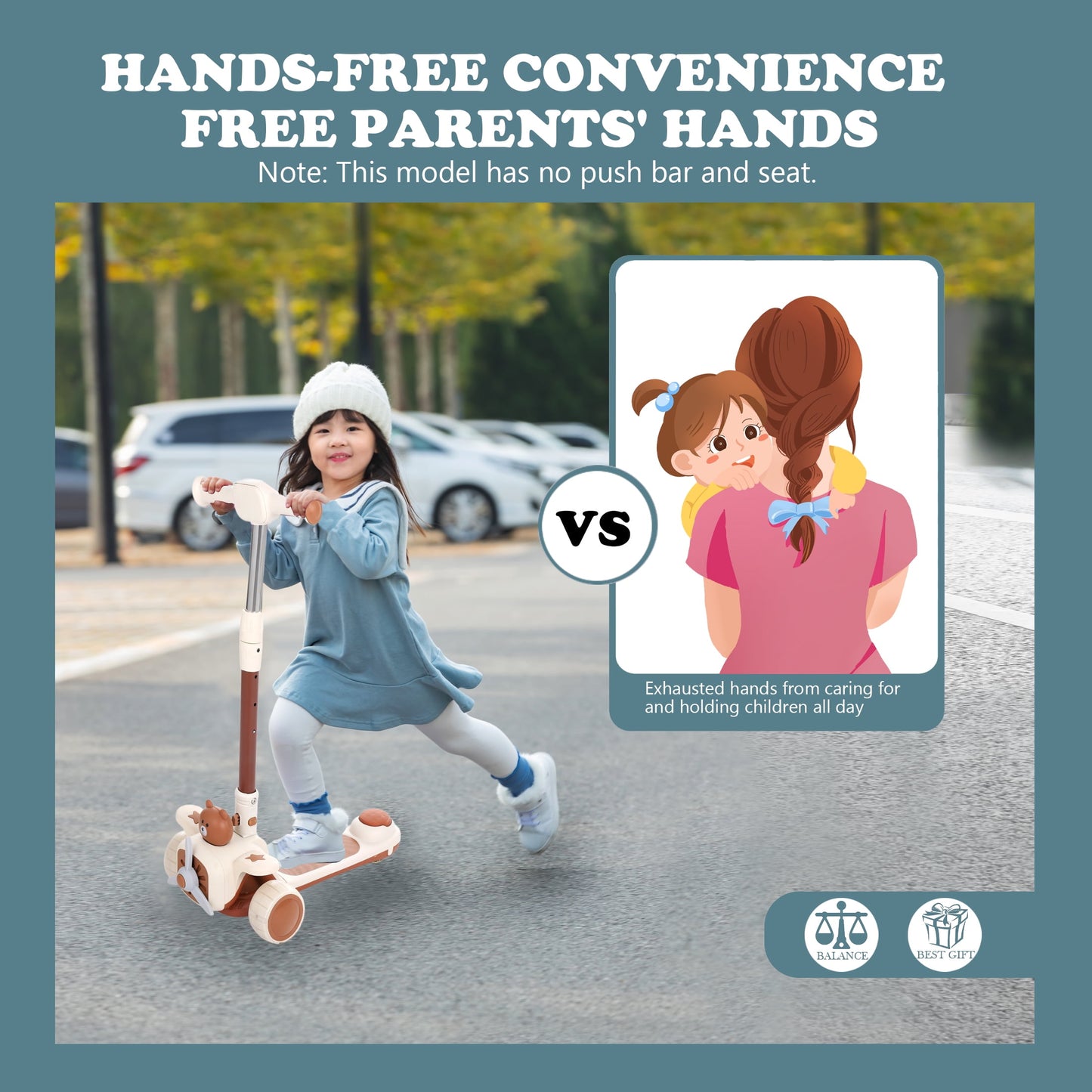 Kids Scooter 3-Wheel Light-up Folding Height Adjustable Kick Scooter for Boys Girls Ages 1-5, Sit or Stand Ride Scooter for Kids Gifts