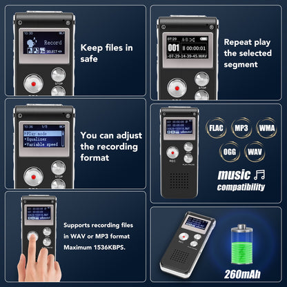 32GB Digital Voice Recorder, Voice Activated Recorder for Lectures, Meetings, Interviews Recording Device with Microphone & Playback, Small Tape Recorder Device w/ USB Cable, MP3 Player