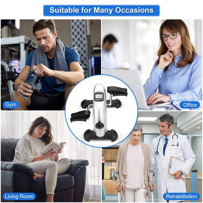 Under Desk Bike Pedal Exerciser, Portable Mini Exercise Bike, Portable Foot Cycle Peddler Machine with LCD Screen Display for Leg/Arm Fitness Workout, Home Office Use