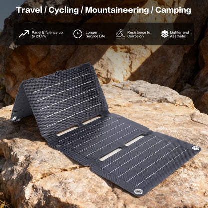 Foldable Solar Panel 40W Monocrystalline Silicon Fast Charging QC Dual USB Regulator Output 4 Folds Portable Solar Panel