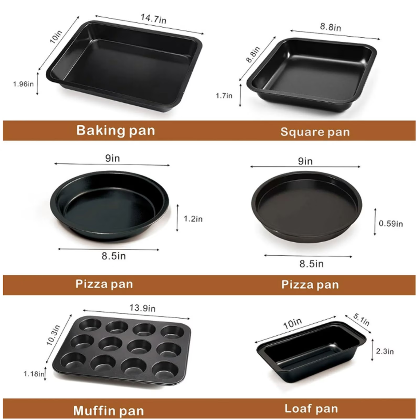 6 Pieces Baking Pans Set Non Stick Bakeware Sets Stackable, Toaster Oven Safe for Home Baking, Roasting, Easy to Release, Holiday Gifts for Kitchen