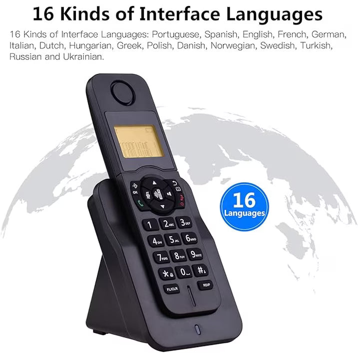 Cordless Phone with Caller ID, HandsFree Call Home Phone with Big Buttons, Speakerphone, LED Display Telephone for Home, Office, Hotel (Black)