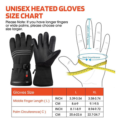 Rechargeable Heated Gloves for Men, 7.4V 6400mAh Electric Battery Heated Gloves for Winter Sports Motorcycle Ski Biking Hiking, Reusable Outdoor Work Hand Warmer, L