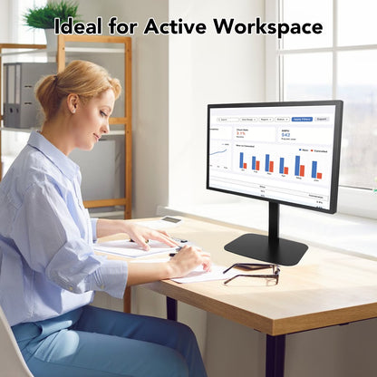 Single Monitor Stands, Freestanding VESA Mount for 14 to 32 inch Screens, Universal Desk Stand Holds up to 22lbs, Display Mount with Height Adjustable, VESA 75x75mm/100x100mm, Black