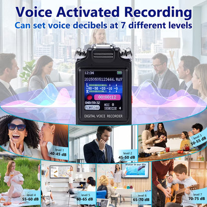 32GB Digital Voice Recorder with Playback, 1000 Hours Audio Recording Device, Voice Activated Recorder w/ Noise Reduction,A-B Repeat, MP3 Player and Password for Lectures Meeting/Classes/Interviews
