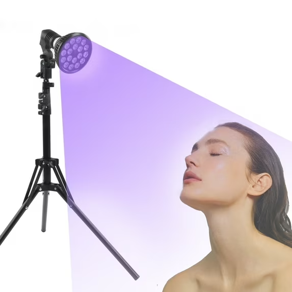Tanning Lamp 54W 460nm Sun Lamp Adjustable Stand 38"-79" Skin Tanning Light Purple Light Bronzer w/ Tripod Stand for Face Body