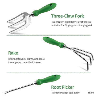 Garden Tool Set, 11 Piece Heavy Duty Gardening Hand Tools with Fashion and Durable Garden Tools Organizer Handbag,Rust-Proof Garden Tool Set, Ideal Gardening Gifts for Women and Men