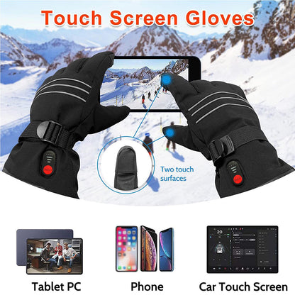 Rechargeable Heated Gloves for Men, 7.4V 6400mAh Electric Battery Heated Gloves for Winter Sports Motorcycle Ski Biking Hiking, Reusable Outdoor Work Hand Warmer, L