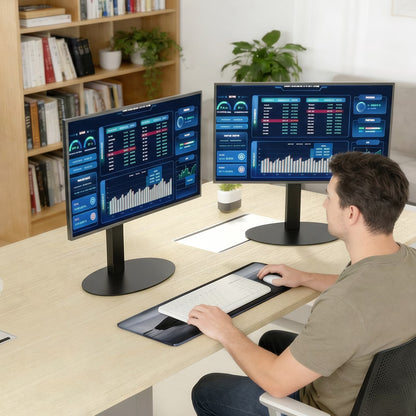 Monitor Stand, Freestanding Monitor Mount for 14-32 inch Screens with 360 Degree Rotation, Height Settings, Adjustable Desk Riser with Swivel and Tilt, Max VESA 75x75, 100x100mm