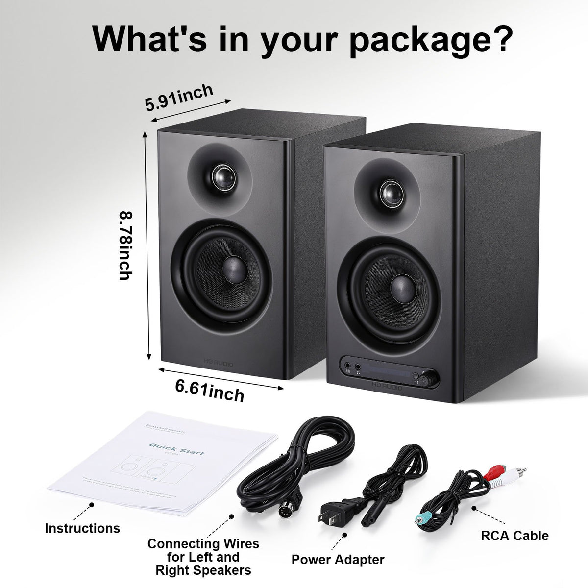 80W Powered Bookshelf Speakers, Bluetooth 5.3 Active Computer Speakers with 1" Silk Dome Tweeters & 4" Woofers, ARC/AUX/Optical/USB, Adjustable Bass & Treble, Wood Finish for TV PC Gaming Turntable