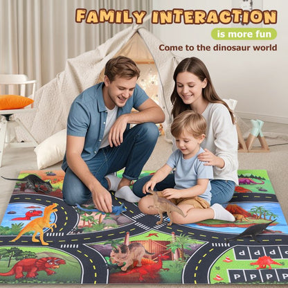 Jurassic Dinosaur Toys for Kids 3-7, 55 PCS Realistic Plastic Dinosaur Figure Toy Set with Jumbo Play Mat/Storage Box & 36 Dinos, Educational Dinos Figure Playset Ideal Gift for Toddlers Boys Girls