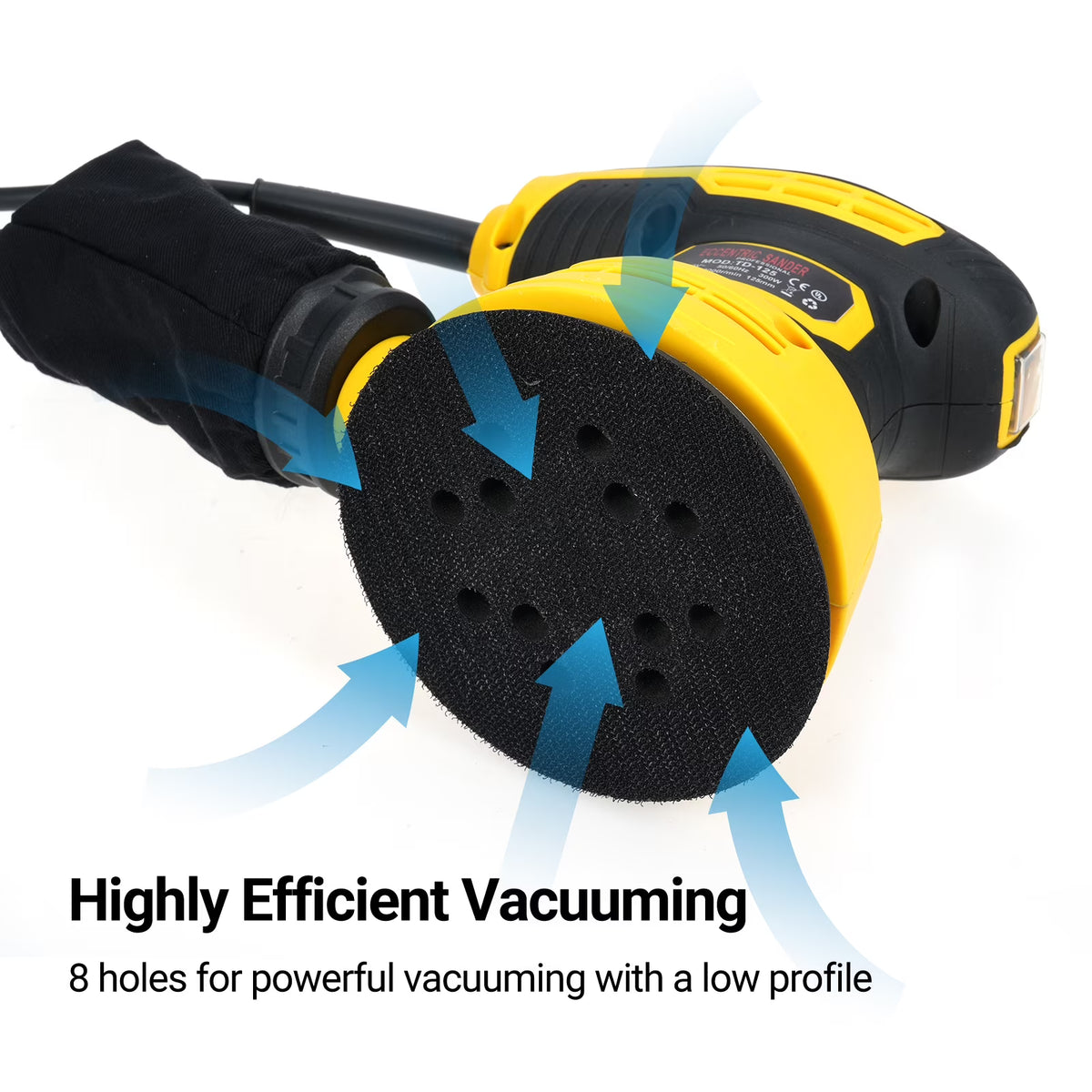 5-Inch Random Orbital Sander with 15Pcs Sandpapers, 12000RPM 6 Variable Speed Sanders for Wood, High Performance Dust Collection System for Woodworking, 2.5A, Dust Collection Bag Include