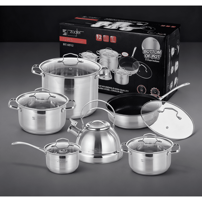 14 PCS Stainless Steel Cookware Set, Pots and Pans Set with Lids Non Toxic, Kitchen Induction Cookware with Utensil Sets For Oven & Dishwasher ,Heavy Premium Kitchen Cooking