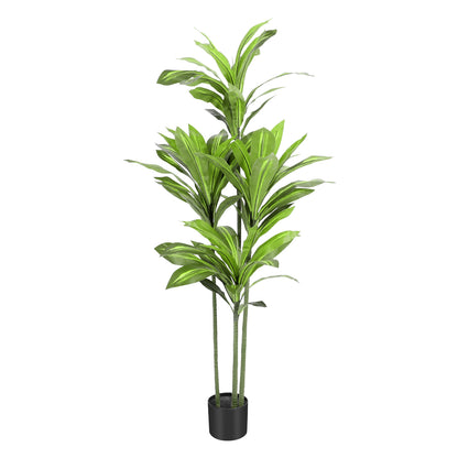 Artificial Plants, 5ft Dracaena Tree In Black Plastic Pot, Faux Plants Indoor Outdoor Decor, Silk Plants For Home Decor Office Porch Patio Perfect Housewarming Gift