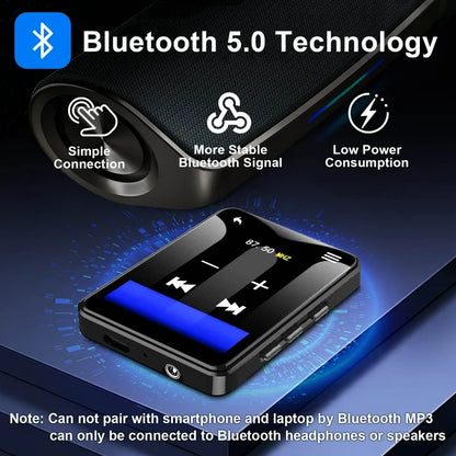 64GB MP3 Player with Bluetooth 5.2, Full TouchScreen 2.4" Portable MP3 Player with HD Speaker, FM Radio, HiFi Sound Digital Music Player with Voice Recorder & Expandable SD Card Slot, E-Book