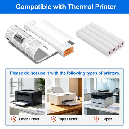4 Rolls Thermal Printer Paper 8.5" x 11" US Letter Size, A4 Compatible Quick-Dry Thermal Paper, 28 Sheets/Roll, 5-10 Year Preservation, No Paper Jam, for Portable Thermal Printers Home Office Travel