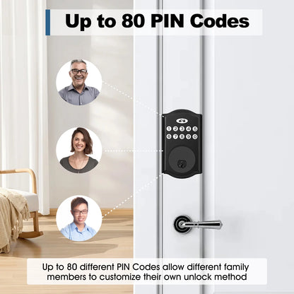 Keyless Entry Door Lock with Keypad, Smart Deadbolt Lock with Auto Lock, Customizable User Codes, Advanced Security Waterproof Smart Lock for Front Door & Home Use, Easy Installation, Matte Black