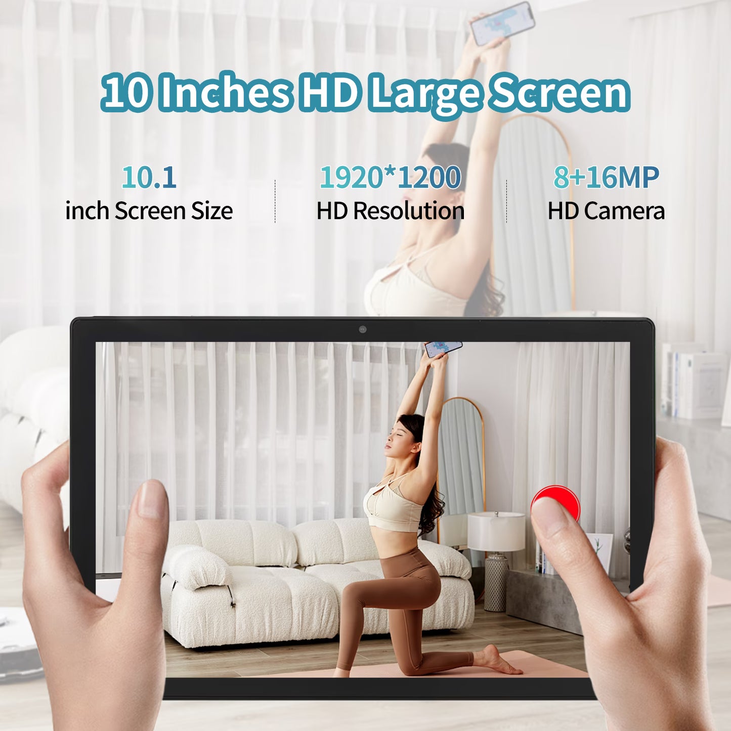 10.1 inch Tablets 8GB RAM 128GB ROM 512GB Expand Android 11 Tablet, 1920x1080 HD Touchscreen, 8MP+16MP Dual Camera, 7000mAh Battery, 8-Core Processor, WiFi Bluetooth, Gray