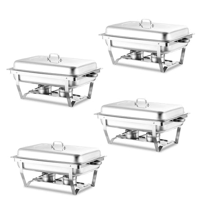 Chafing Dish Buffet Set 4 Pack, 13QT Stainless Steel Chafing Dishes For Buffet, Chafers And Buffet Warmers Sets For Parties, Events, Wedding, Camping, Dinner