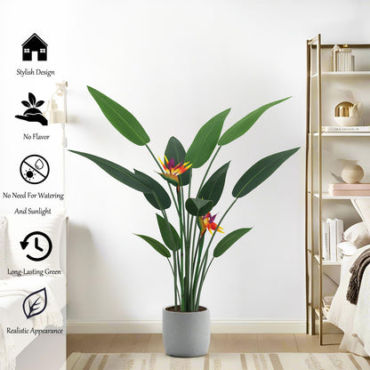 4 Feet Artificial Plant Fake Tropical Bird of Paradise Tree for Home Office Wedding Valenine Decor