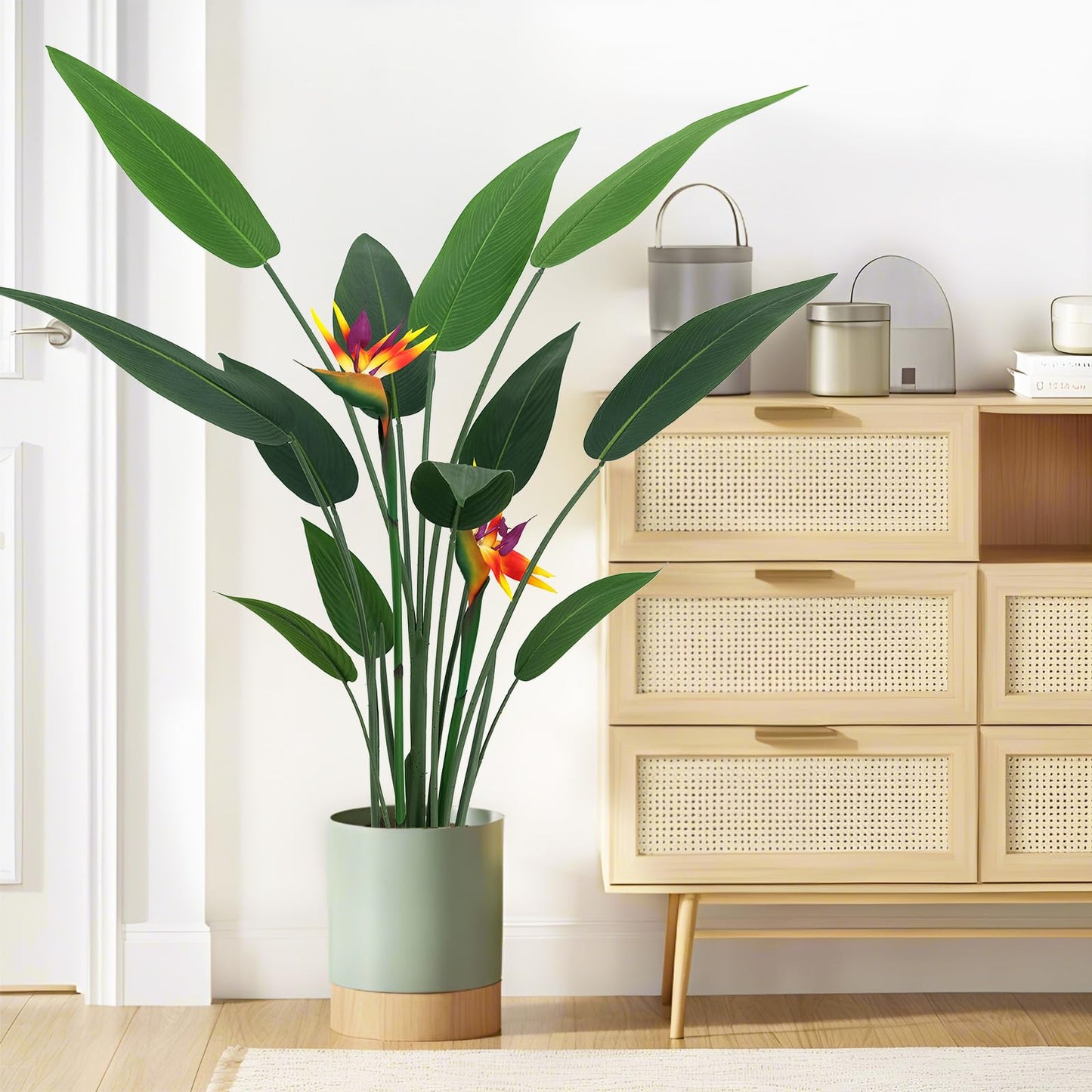 4 Feet Artificial Plant Fake Tropical Bird of Paradise Tree for Home Office Wedding Valenine Decor