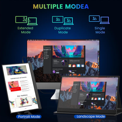 15.6" Portable Monitor for Laptop, 1080P FHD IPS Display External Monitor for Laptop PC Mac Phone, HDR Plug&Play Gaming Monitor w/Adjustable Protection Cover & Speakers, USB C Computer Display