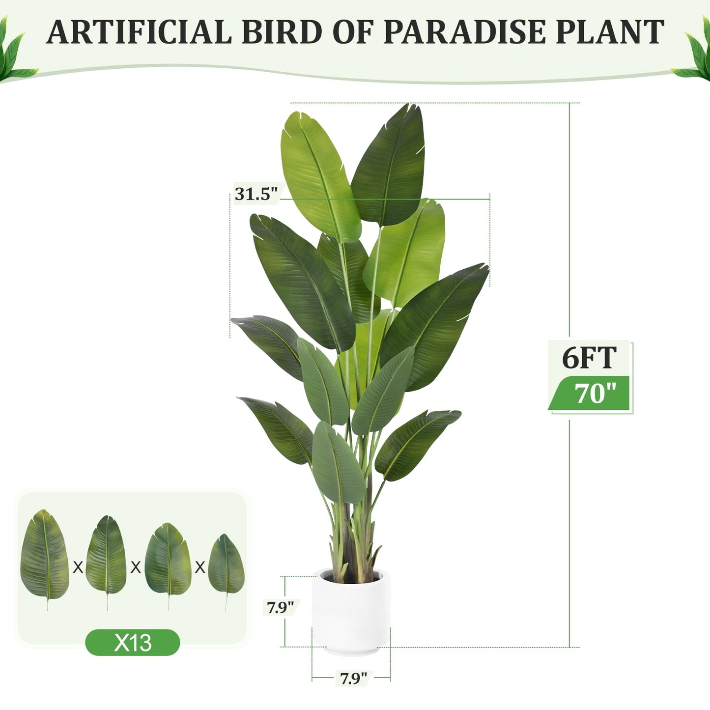 4 Feet Artificial Bird Of Paradise Plant Tropical Palm Tree for Indoor Outdoor, Perfect Faux Plants for Home Garden Office Store Decoration