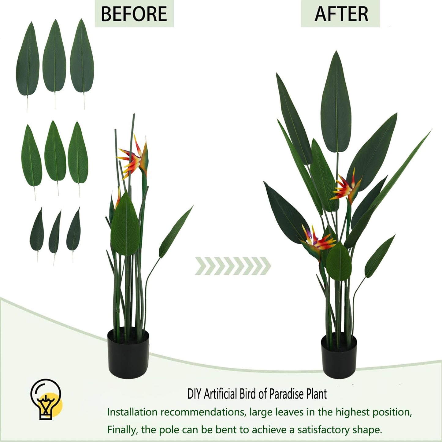 4 Feet Artificial Plant Fake Tropical Bird of Paradise Tree for Home Office Wedding Valenine Decor