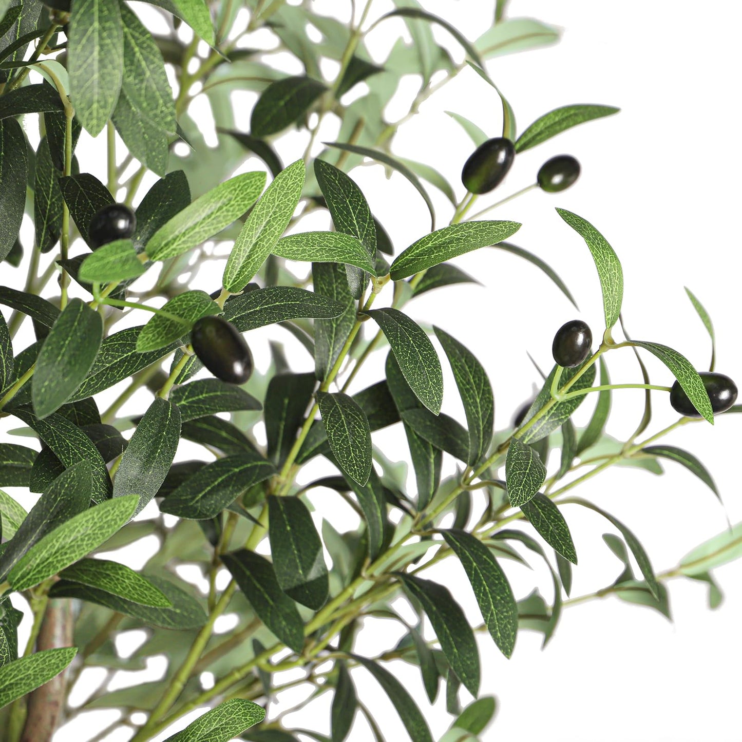 7FT Artificial Olive Tree Indoor, Tall Faux Olive Tree, Artificial Plants with Natural Wood Trunk and Lifelike Fruits for Home Office Decor