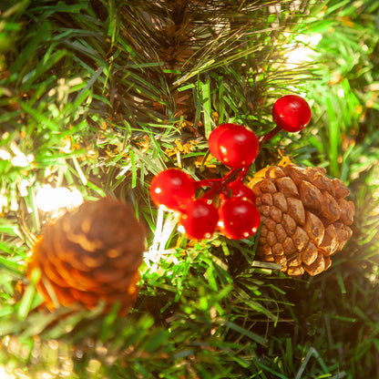 9FT Pre-Lit Artificial Christmas Garland, Green, Wintry Pine, White Lights, Decorated with Pine Cones, Berry Clusters, Plug In, Christmas Collection