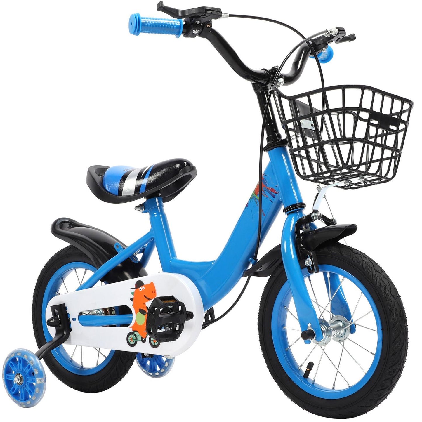 12 inch Kids Bike with Training Wheels, 2-in-1 Kids Bicycle with Adjustable Handlebar/Seat, Toddler Bike Gift for Boys Girls Kids Toddlers 1-5 YO,Blue