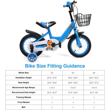 12 inch Kids Bike with Training Wheels, 2-in-1 Kids Bicycle with Adjustable Handlebar/Seat, Toddler Bike Gift for Boys Girls Kids Toddlers 1-5 YO,Blue