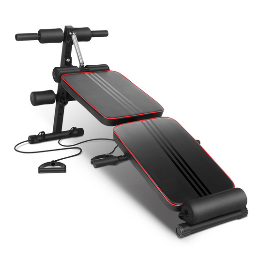 Eotvia Adjustable Weight Bench, Sit up Bench with Resistance Bands, Sturdy Durable Folding Weight Bench Fitness Bench Workout Bench for Home Gym, Sit-up Board Curved Decline Bench, Max Holds 300 lbs