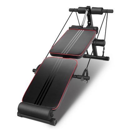 Eotvia Adjustable Weight Bench, Sit up Bench with Resistance Bands, Sturdy Durable Folding Weight Bench Fitness Bench Workout Bench for Home Gym, Sit-up Board Curved Decline Bench, Max Holds 300 lbs