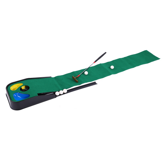 Eotvia Golf Putting Green, 79in Indoor Golf Putting Mat with Auto Ball Return, Golf Putting Set with 1 Telescopic Putter+5 Golf Balls, Mini Golf Game for Home Office Backyard Party, Golf Gifts for Men