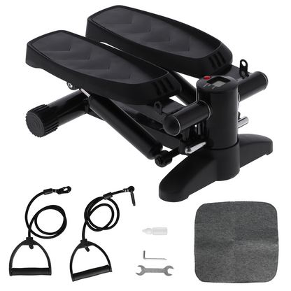 Eotvia Steppers for Exercise, Portable Mini Stepper with Resistance Bands for Home Gym Cardio, Air Stepper Climber Machine with Digital Monitor, Anti-slip Mat, Under Desk Exercise Machine, Max 330lbs