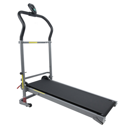 Manual Treadmill, Non Electric Treadmill with Flywheels Transport Wheels, Compact Folding Treadmill Exercise Machine Fitness Exercise Equipment for Home Walking Jogging Running Cardio Training