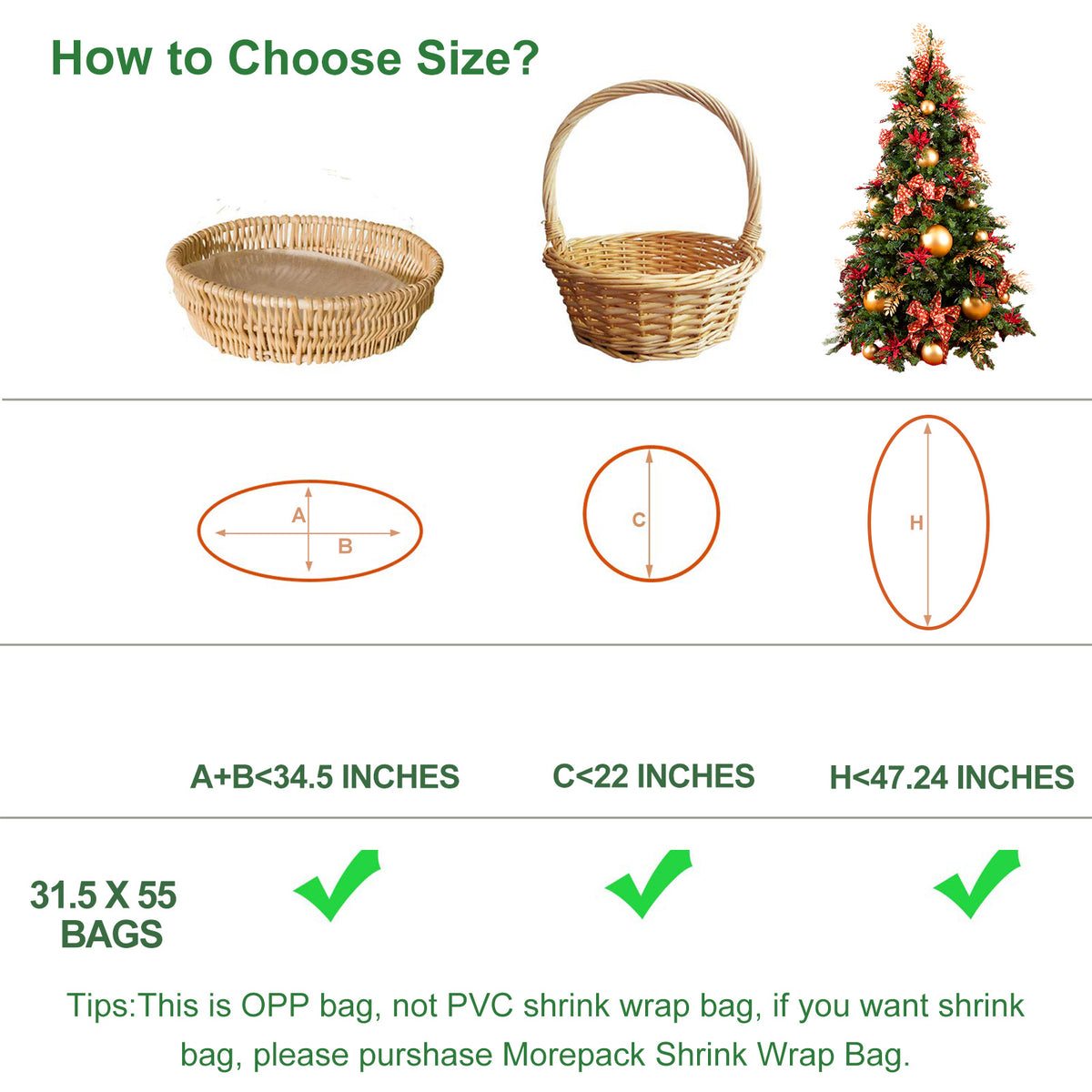 10 Pcs Clear Cellophane Basket Bags Large Size (32 in X 55 in), 3 Mil Thicker Clear Cellophane Wrap, for Gift Bags with 10 Pcs Red Bows Ribbons