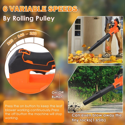 Cordless Electric Leaf Blower 20V 800CFM 160MPH, 6 Speeds Brushless Motor With 2 X 4.0Ah Batteries & Fast Charger For Patio Cleaning, Lawn Care, Blowing Leaves And Dust