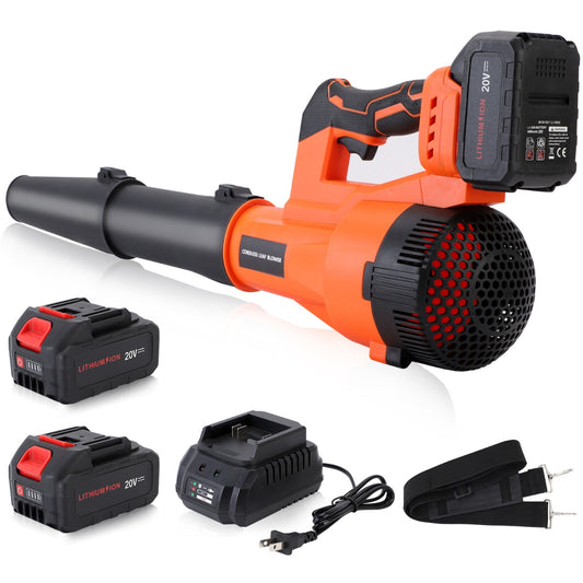 Cordless Electric Leaf Blower 20V 800CFM 160MPH, 6 Speeds Brushless Motor With 2 X 4.0Ah Batteries & Fast Charger For Patio Cleaning, Lawn Care, Blowing Leaves And Dust