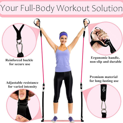 Pilates Bar Kit with Resistance Bands,Pilates Bar with Stackable Bands Workout Equipment for Legs,Hip,Waist and Arm,Exercise Fitness Equipment for Women & Men Home Gym Yoga Pilates
